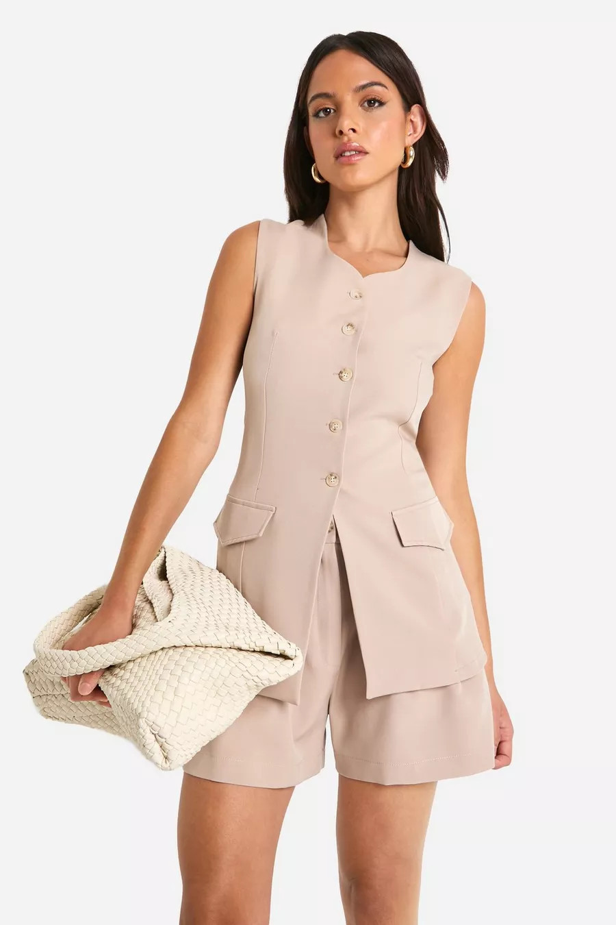 Double Pleat High Waisted Tailored Short | boohoo (US & Canada)