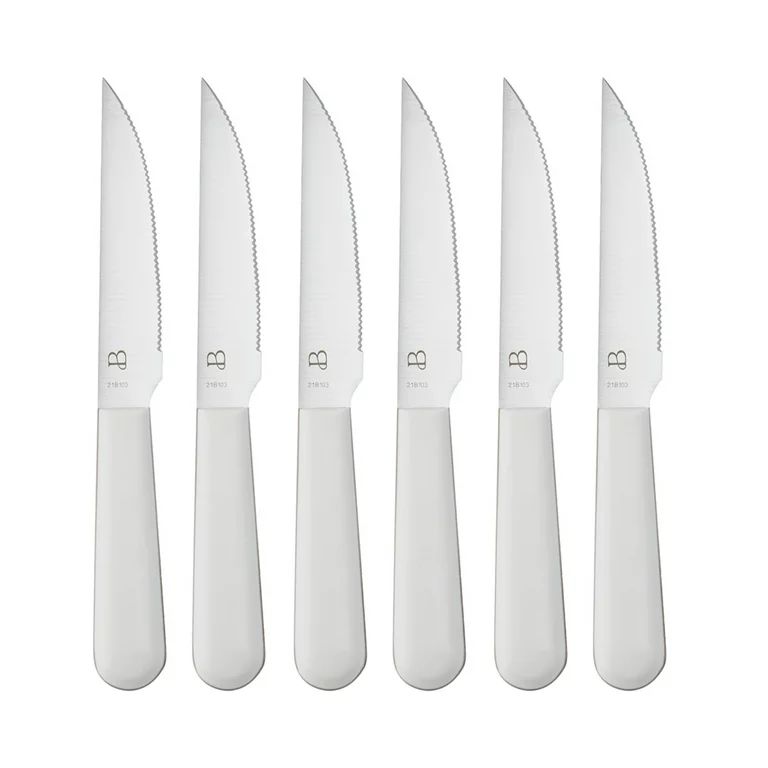 Beautiful 12-piece Forged Kitchen Knife Set in White with Wood Storage Block | Walmart (US)