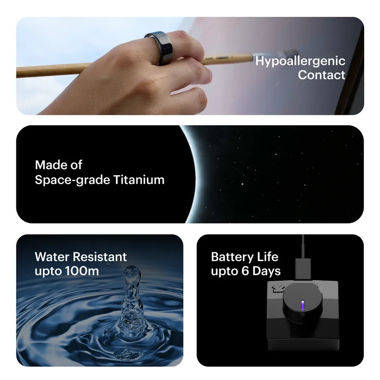 Ultrahuman Ring AIR Size 7 - World’s Lightest Sleep-Tracking Wearable - Bionic Gold | Walmart (US)