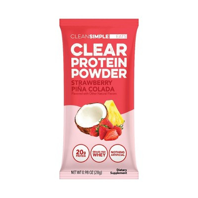Clean Simple Eats Clear Protein Powder Strawberry Pina Colada - 0.98oz/1 Stick: Whey Protein Isolate, 20g Protein | Target