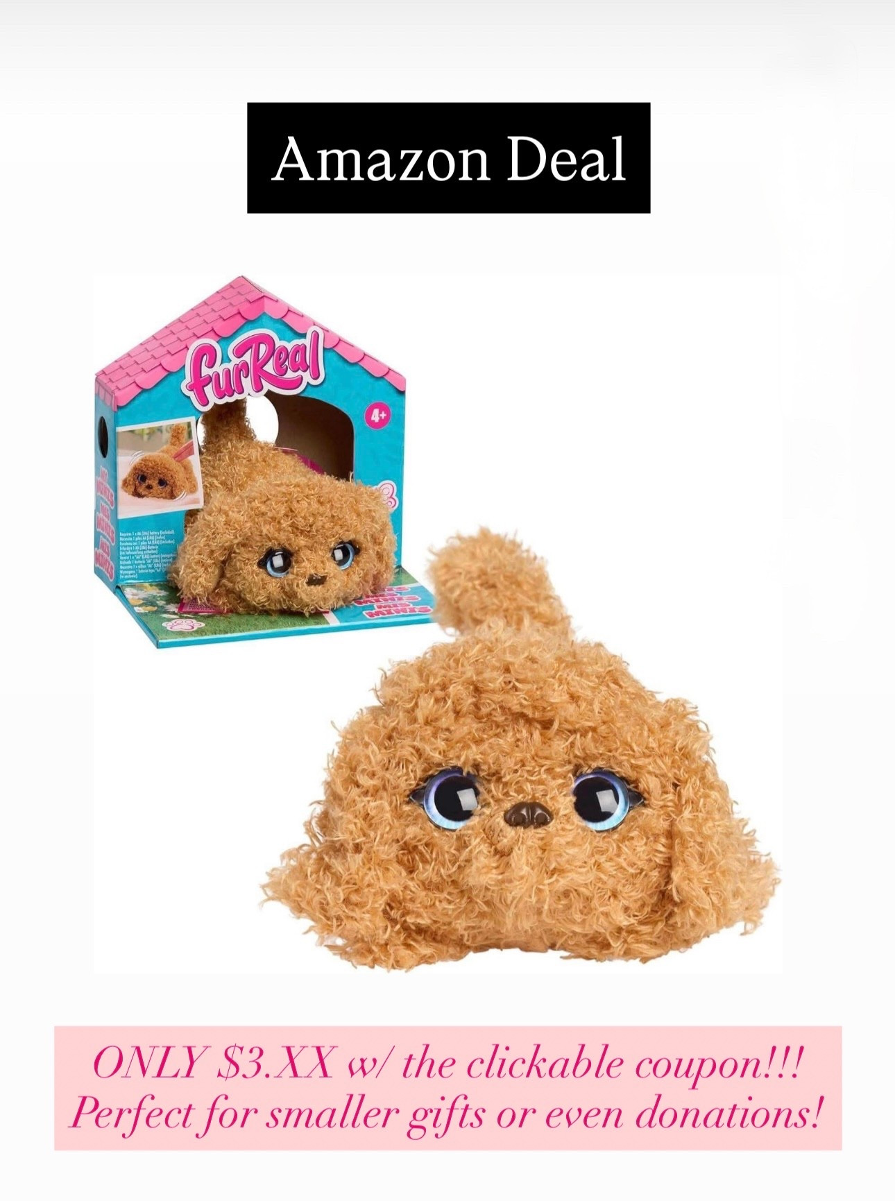 This adorable mini golden doodle puppy is $3.XX w/ the clickable coupon on Amazon!!! 🎉
Perfect for smaller gifts or even donations! 


#LTKKids #LTKGiftGuide
