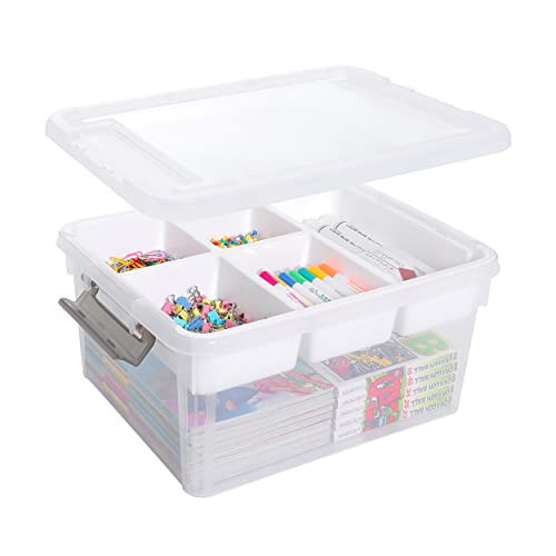 Citylife 17 QT Plastic Storage Box with Removable Tray Craft Organizers and Storage Clear Storage Container for Organizing Bead, Tool, Sewing, Playdoh, Coloring Books, Markers | Amazon (US)