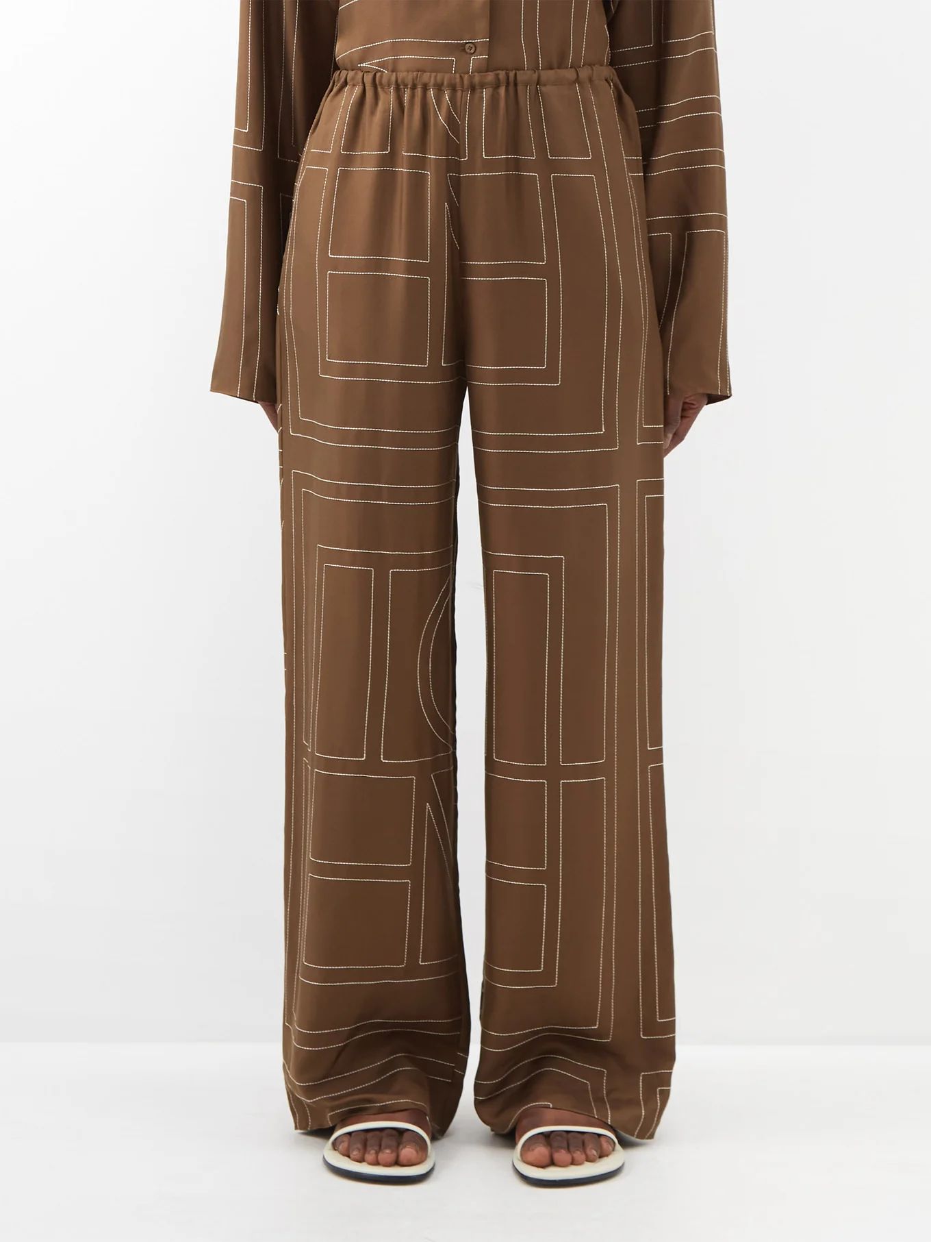 Monogram-jacquard silk pyjama bottoms | Toteme | Matches (US)
