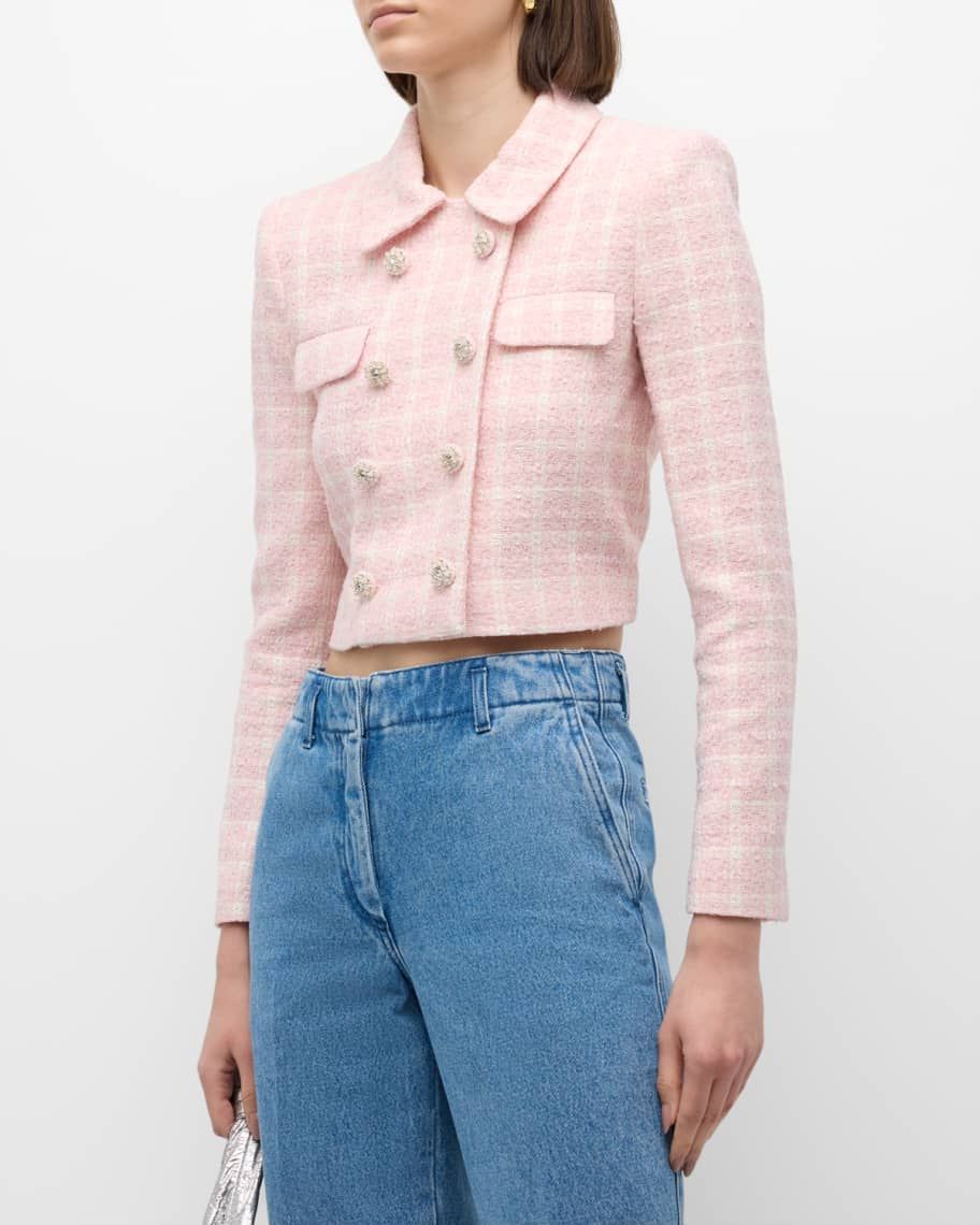 Self-Portrait Cropped Double-Breasted Bouclé Jacket | Neiman Marcus