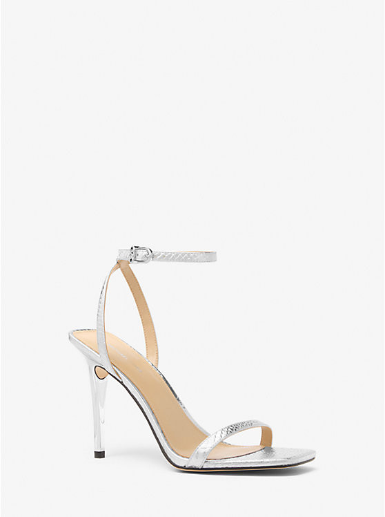 Liana Metallic Snake Embossed Leather Sandal | Michael Kors US