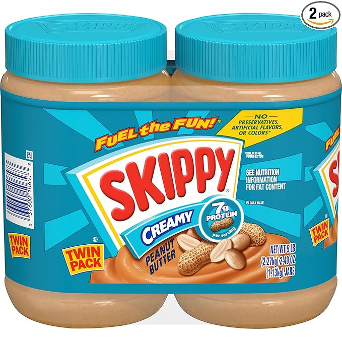 SKIPPY Creamy Peanut Butter Spread, Shelf-Stable, 40 oz Jar of SKIPPY Peanut Butter (2 Pack) | Amazon (US)