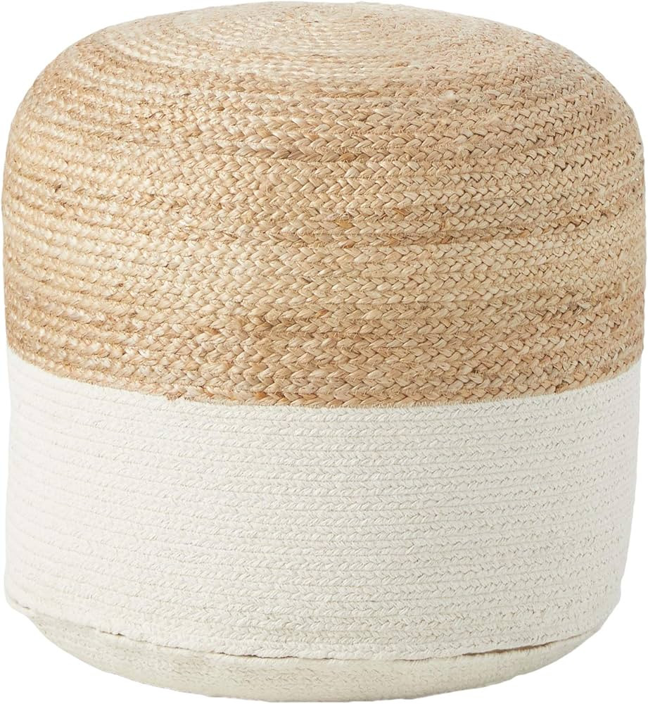 Signature Design by Ashley Sweed Valley Jute & Cotton Pouf, 19 x 19 Inches, Natural & White | Amazon (US)