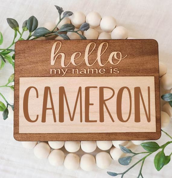 Birth Announcement Sign Hello My Name Is Laser Engraved Wood | Etsy | Etsy (US)