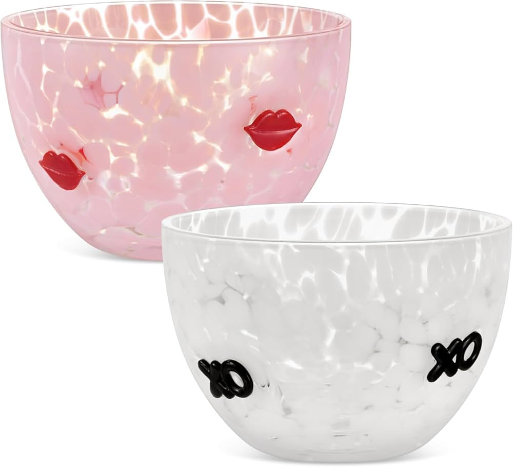 2 Pcs Valentine's Day Candy Bowls Dish, 14oz Heart Icon Glasses Serving Bowls Double Old Fashione... | Amazon (US)