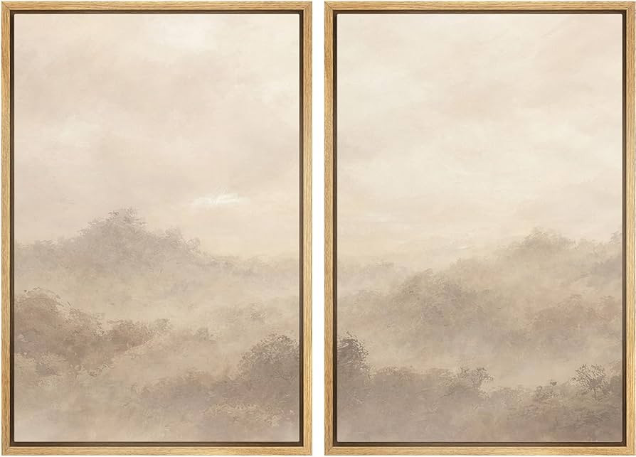 SIGNWIN Framed Canvas Print Wall Art Soft Foggy Hills Landscape Illustrations Modern Art Minimal ... | Amazon (US)
