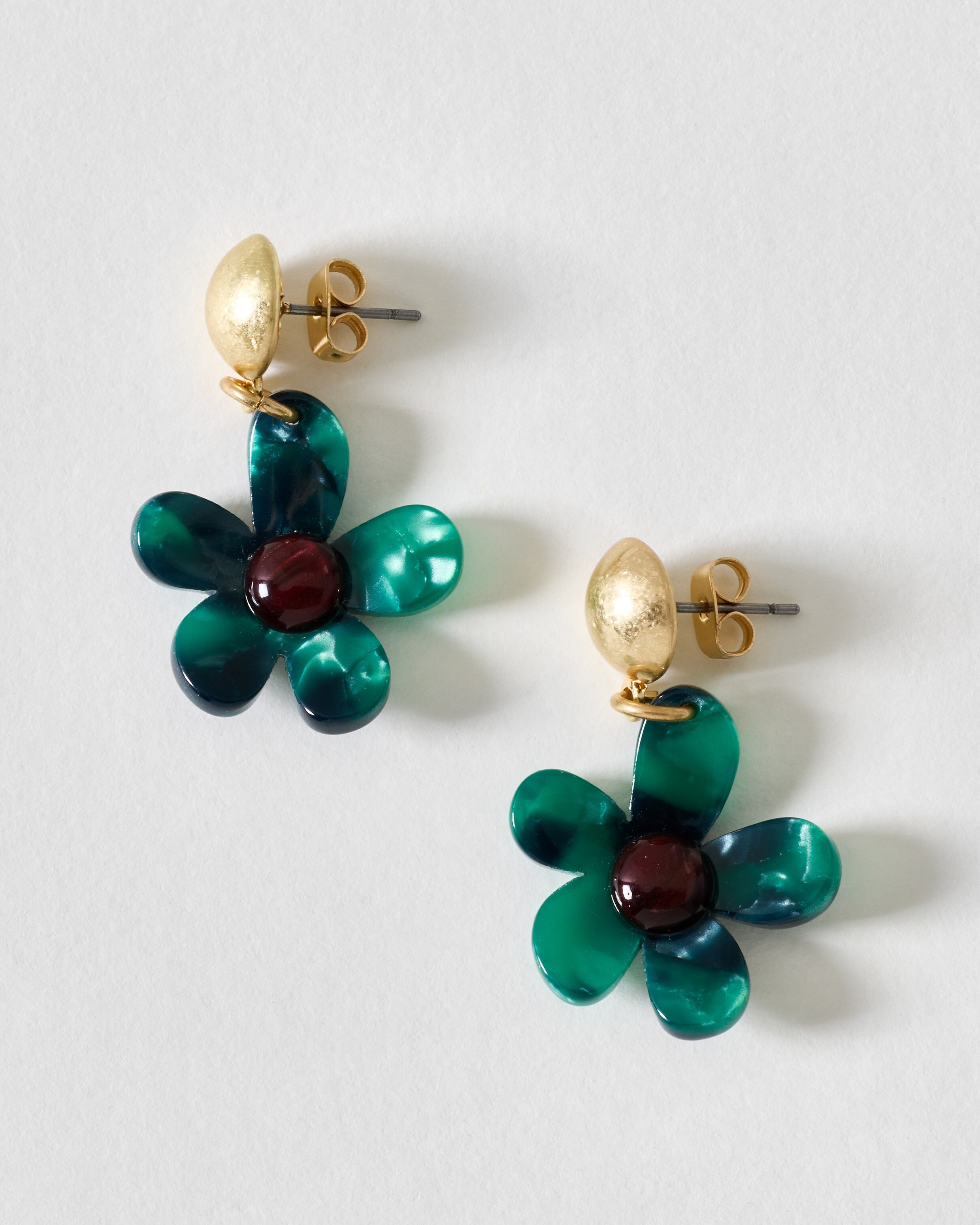 Phyllis Green Resin Flower Drop Earrings | Oliver Bonas (Global)