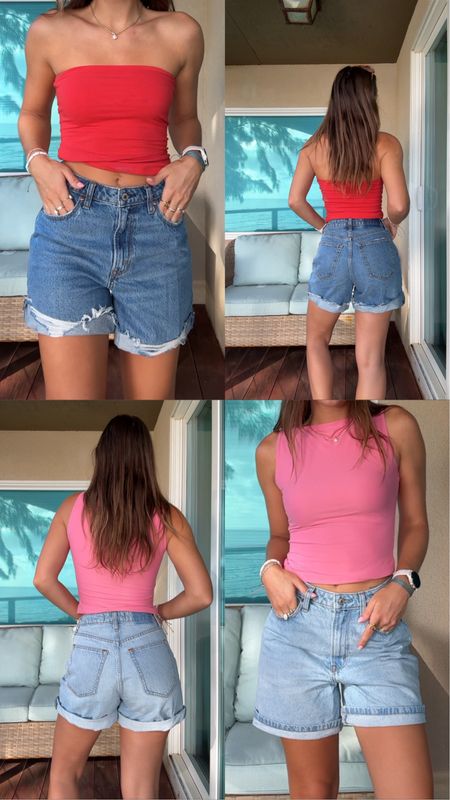 Abercrombie denim shorts for summer >>> 

all their shorts are currently 25% off plus an extra 15% with code AFSHORTS🩵 I’m wearing size 25 @abercrombie #abercrombiepartner

denim shorts, summer outfit, tank top, vacation outfit, country concert outfit 

#LTKsalealert #LTKfindsunder100 

#LTKSeasonal