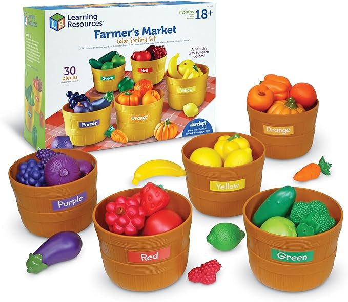Learning Resources Farmer's Market Color Sorting Set - Play Food for Kids, Toddler Stacking Toys,... | Amazon (US)