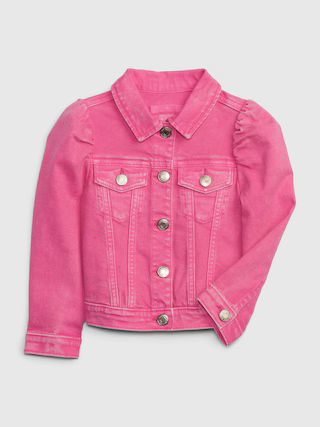 Gap &amp;#215 Barbie&amp;#153 Toddler Puff Sleeve Icon Denim Jacket with Washwell | Gap (US)