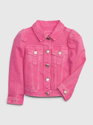Gap × Barbie™ Toddler Puff Sleeve Icon Denim Jacket with Washwell | Gap (US)