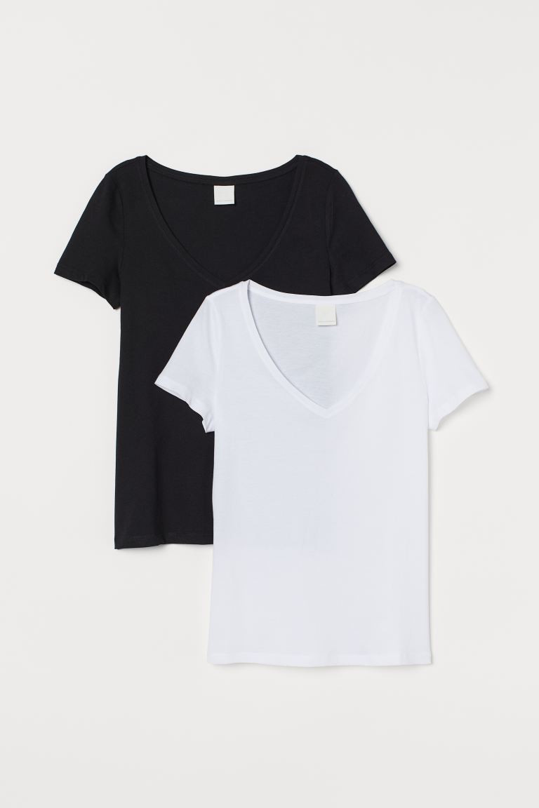 2-pack V-neck T-shirts | H&M (US + CA)