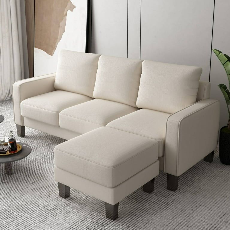 Zechuan Sectional Sofa - 3 Seater Sofa with Ottoman & Storage - Beige | Walmart (US)