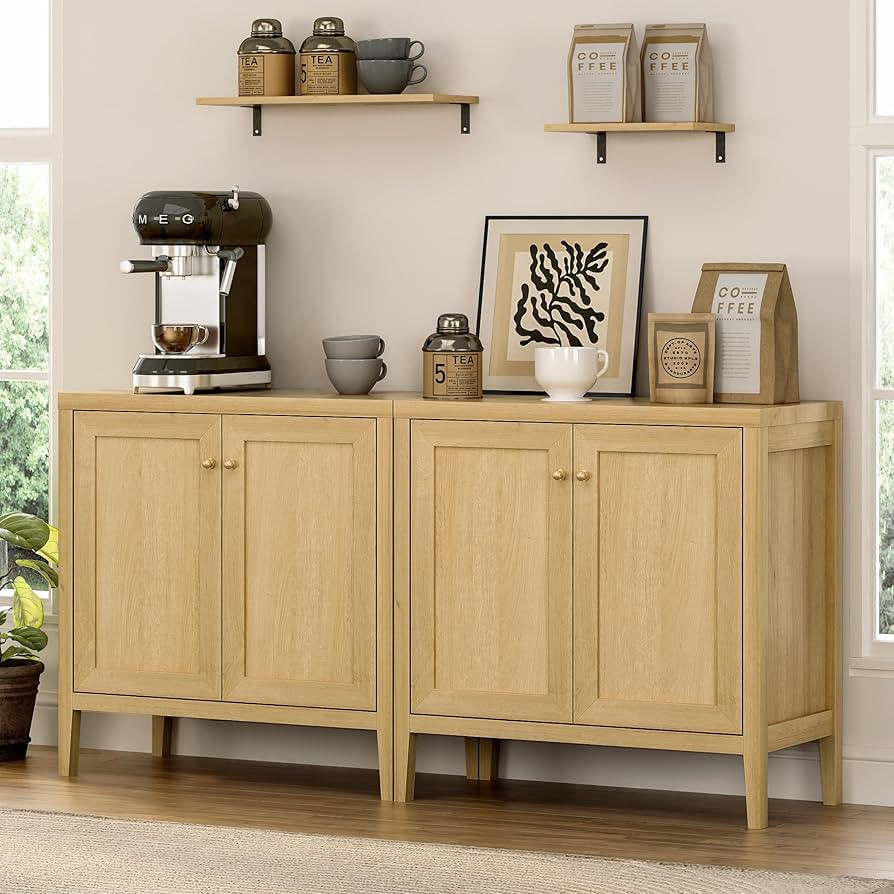 Farmhouse Buffet Cabinet Set of 2, Sideboard Storage Cabinet with Adjusable Shelve, Accent Cabine... | Amazon (US)