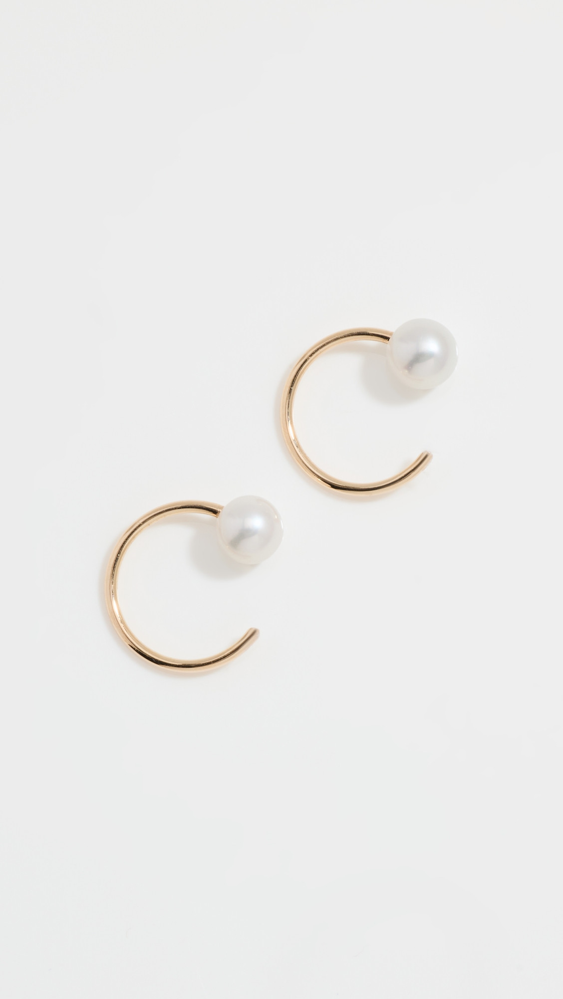 Zoe Chicco 14k Gold Reversible Pearl Huggie Hoop Earrings 14k Yellow Gold One Size | Shopbop