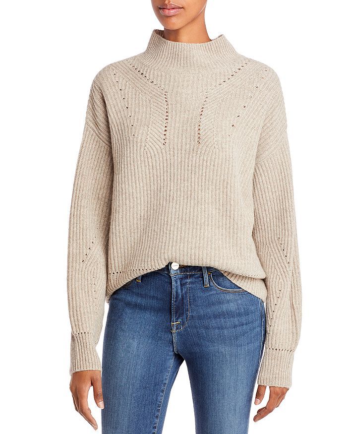 Novelty Stitch Cashmere Mock Neck Sweater - 100% Exclusive | Bloomingdale's (US)