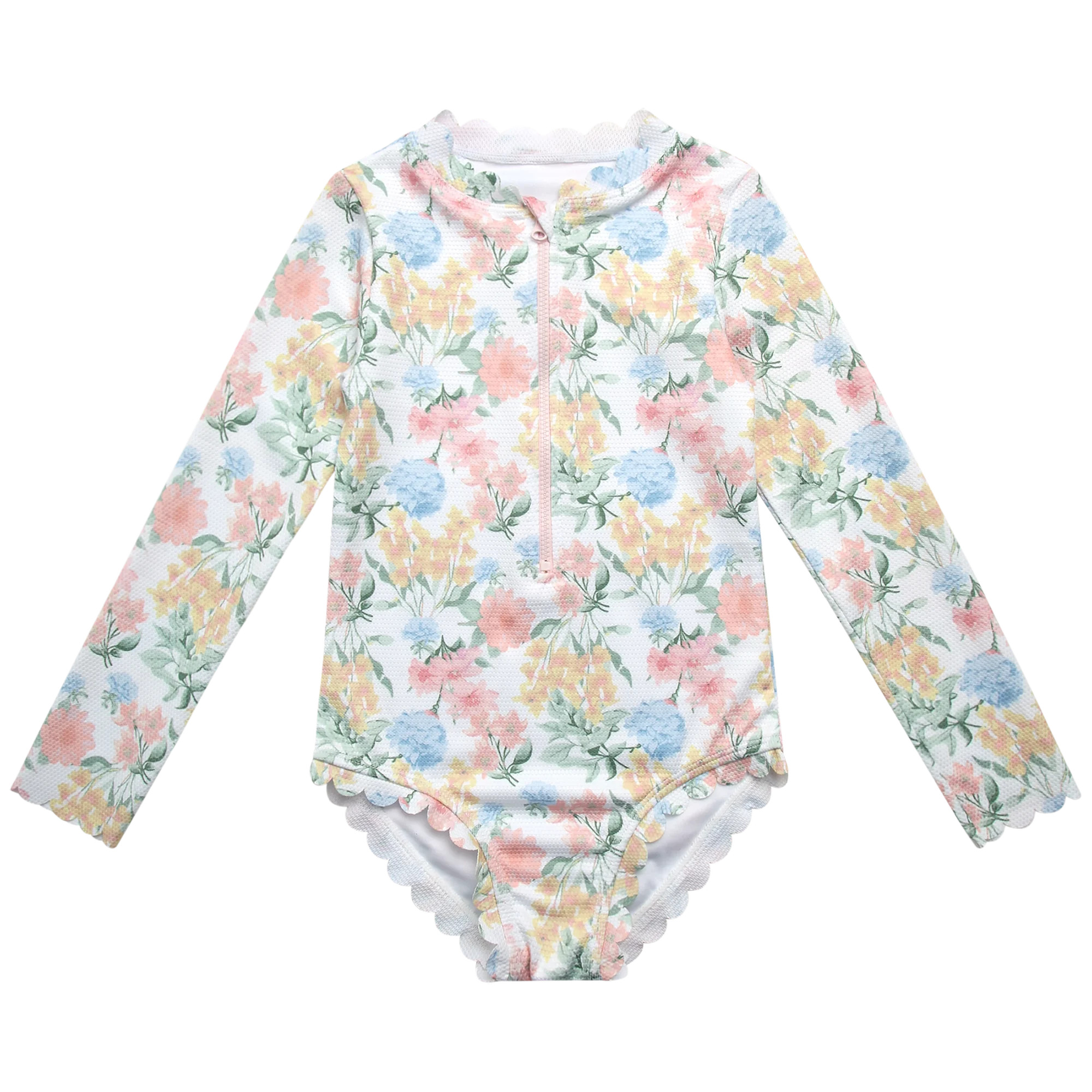 Jessica Simpson Girls' Long Sleeve Rashguard One-piece Swimsuit, Sizes 4-16 | Walmart (US)