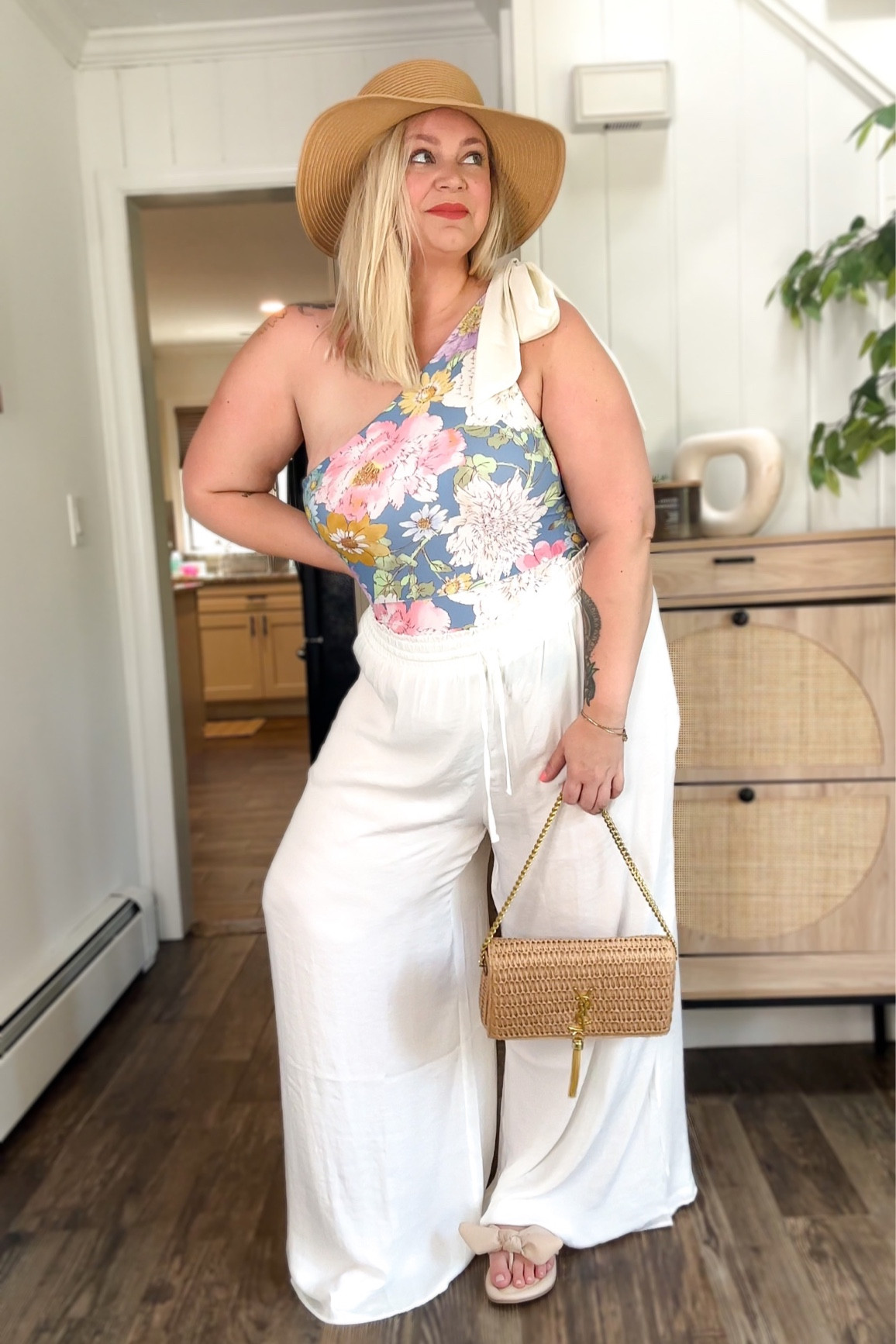 Who said one pieces can’t be chic!! 
I’m wearing the pattern “country club floral” which seems to be currently sold out in this style but they have a bunch of other colors available and this print in other styles 😍
Swimsuit size 16
Pants size 2x

#LTKcurves #LTKswim #LTKSeasonal