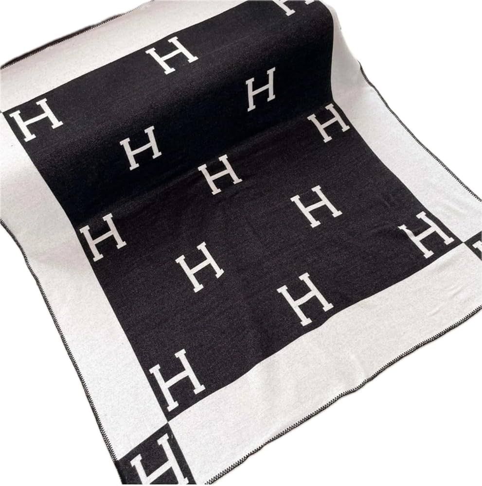 Luxury H Letter Throw Blanket - [Black] - Premium Wool Blanket, Exquisite Design | Amazon (US)
