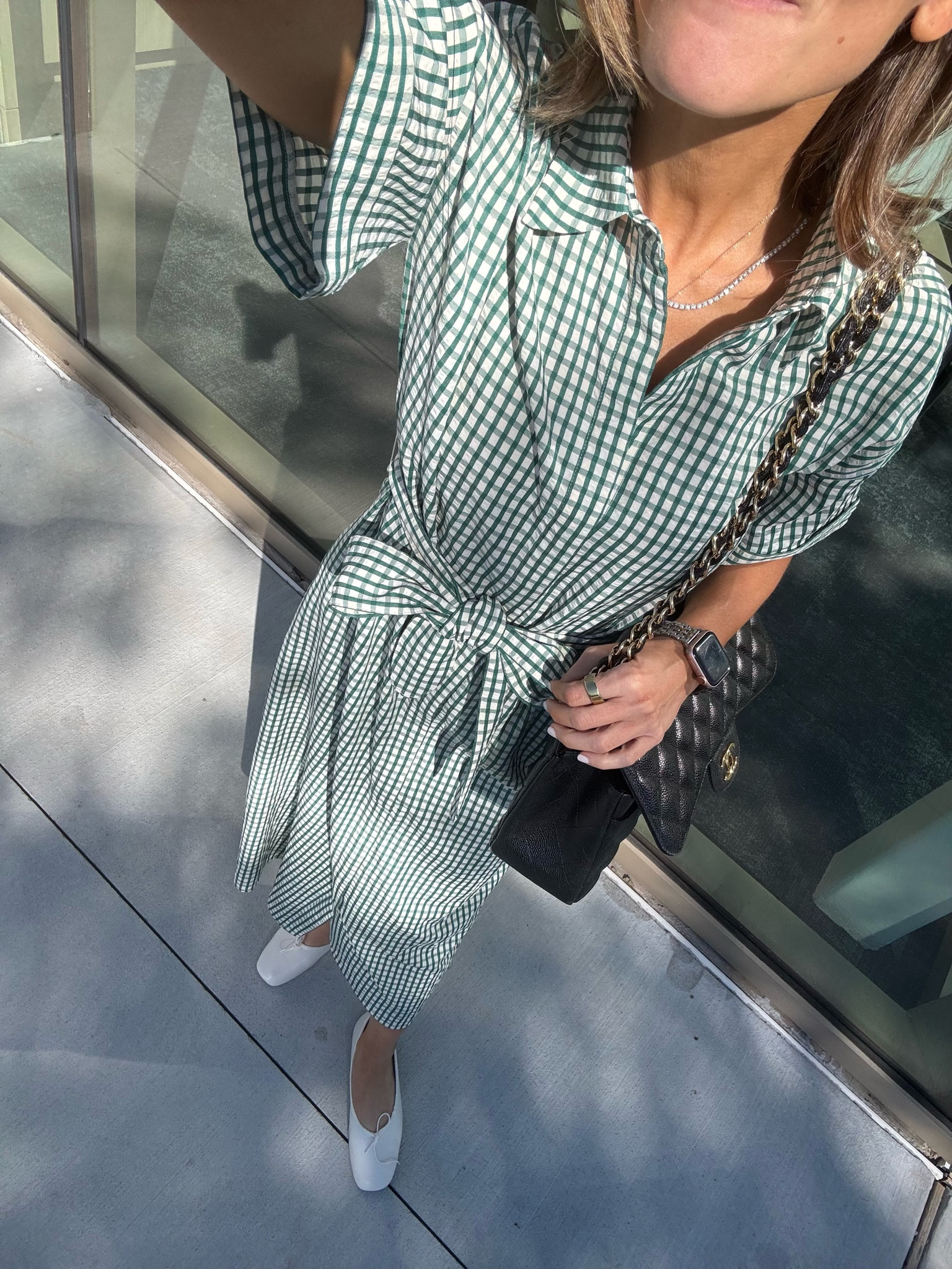Spring gingham dress from Tuckernuck - wearing xs 