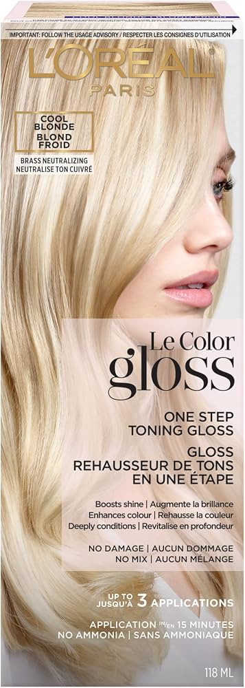 L\u2019Oreal Paris Le Color One Step Hair Toning Gloss, Cool Blonde, 4 Ounce | Amazon (US)