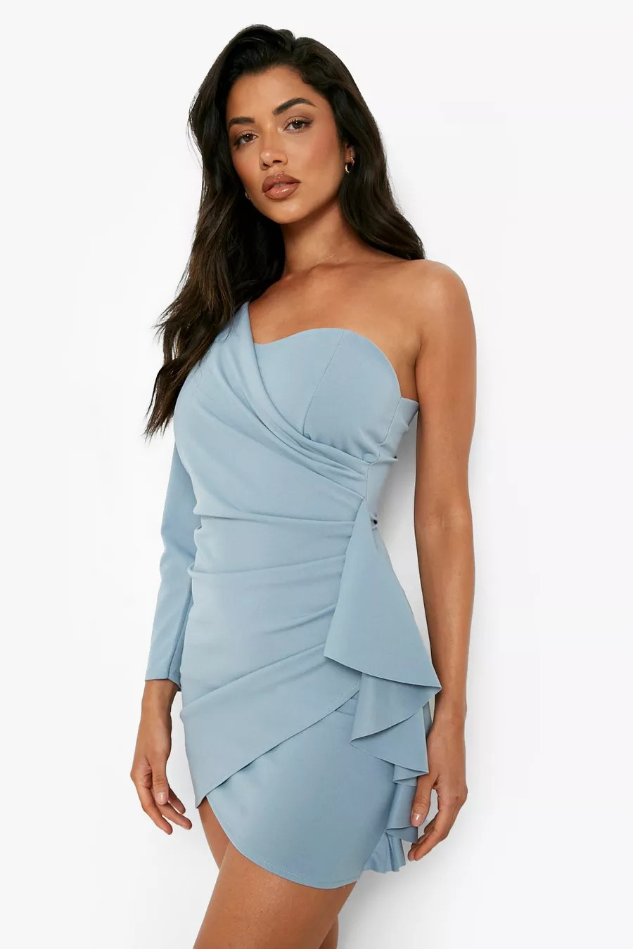 One Sleeve Drape Mini Dress | Boohoo.com (US & CA)