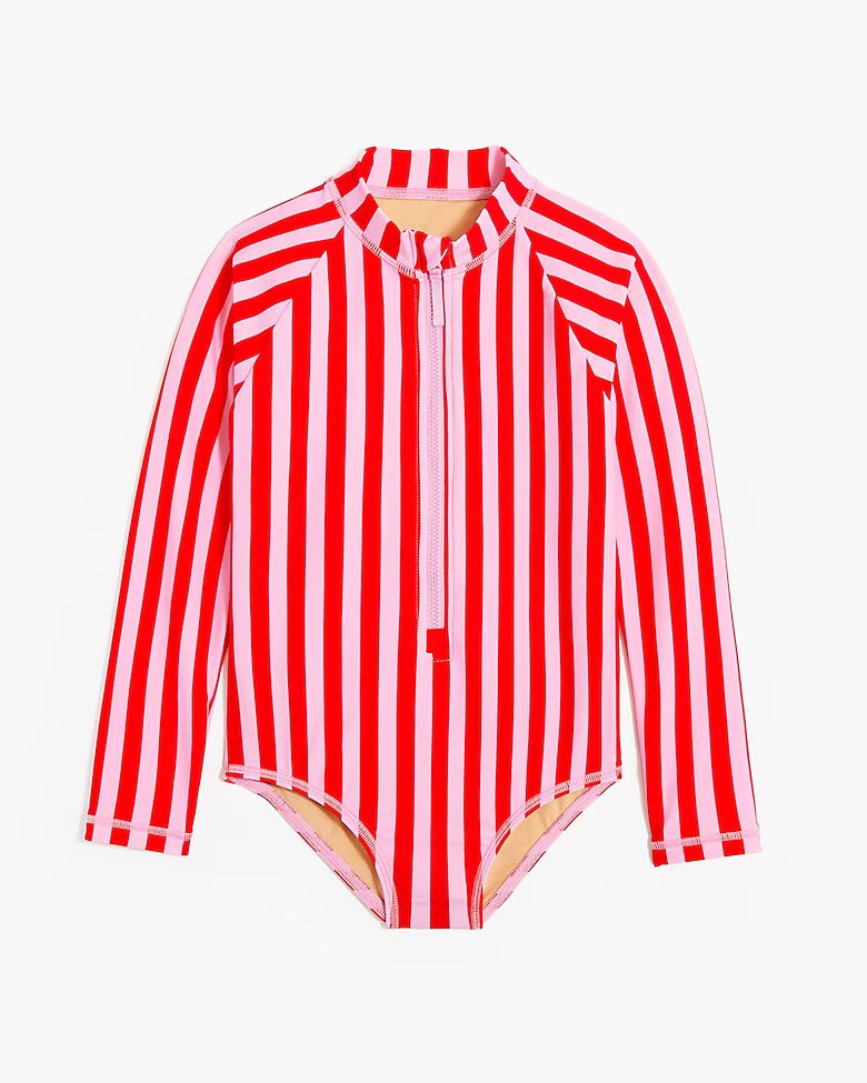 Girls' striped rash guard swimsuit | J.Crew Factory
