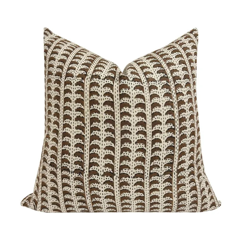 ARCHER || Designer Linen Striped Pillow Cover, Brown Striped Pillow Cover, Block Print Striped Pi... | Etsy (Global)