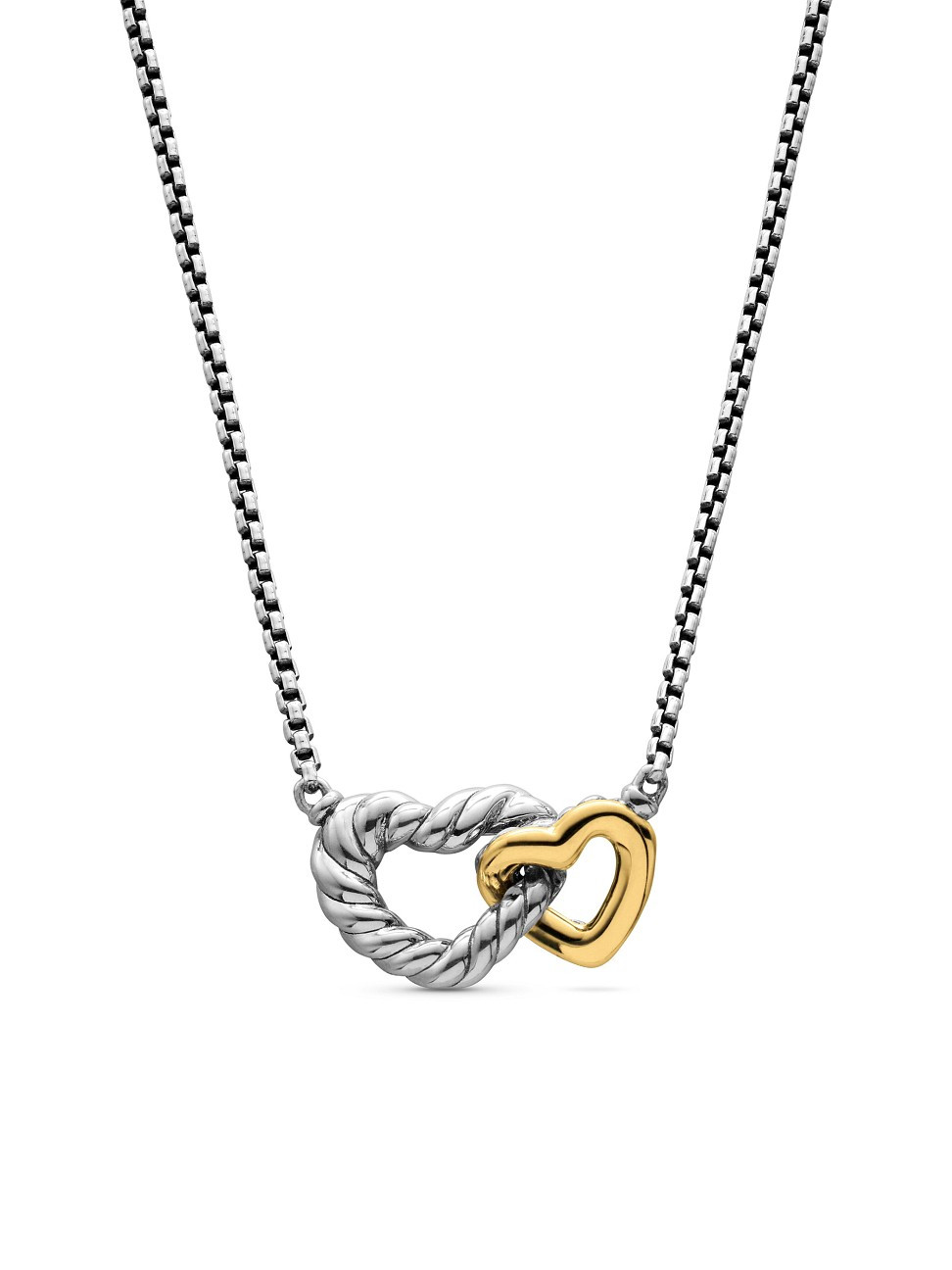 Women's Cable Collectibles Interlocking Heart Necklace in Sterling Silver with 18K Yellow Gold - Silver - Size 17 | Saks Fifth Avenue