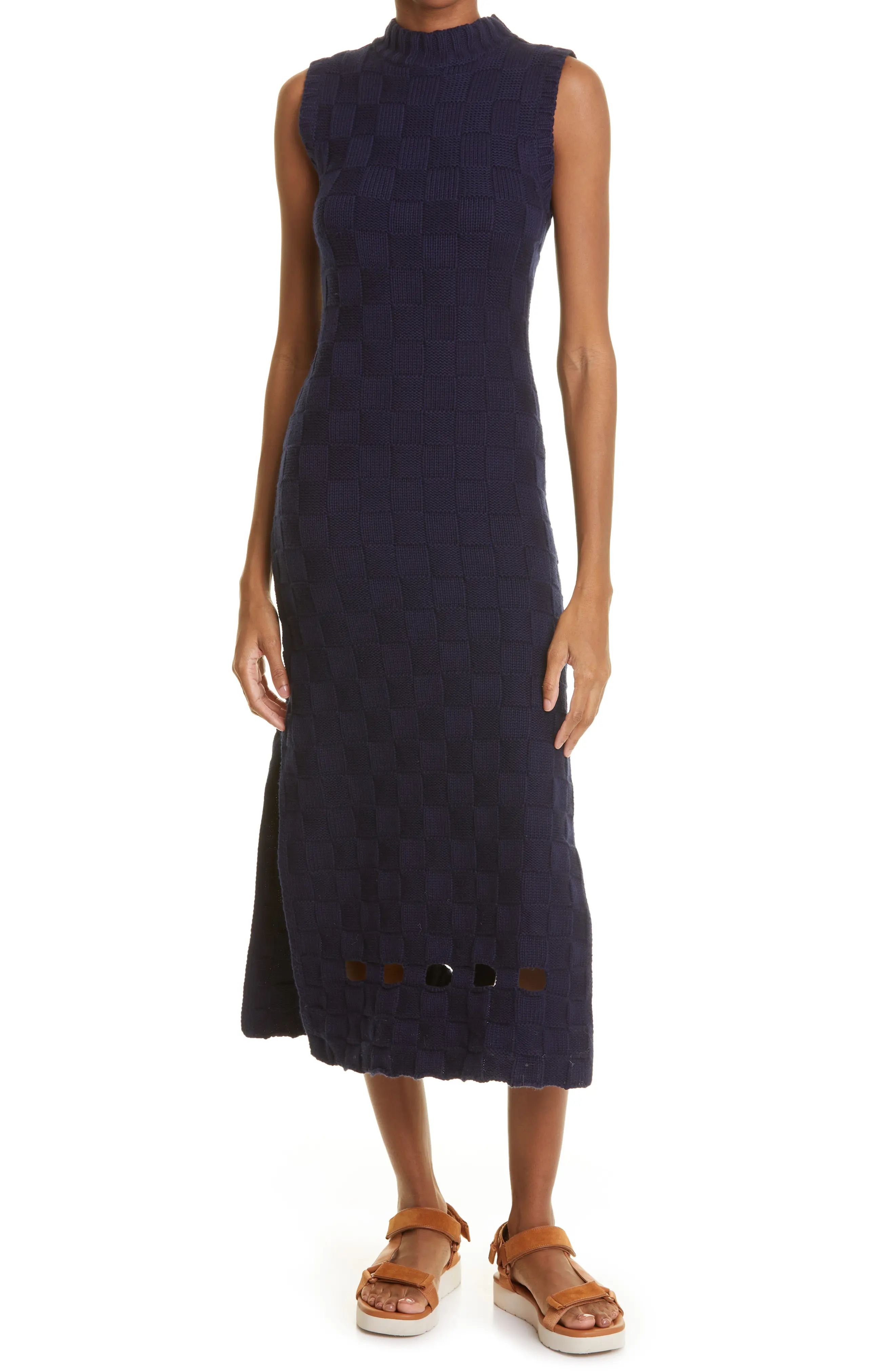 STAUD Glacier Sleeveless Mock Neck Sweater Dress in Navy at Nordstrom, Size X-Small | Nordstrom