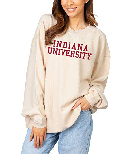 chicka-d NCAA Indiana Hoosiers Womens Corded Crew Pullover Sweatshirt, Natural, Small (443_NC_CB) | Amazon (US)