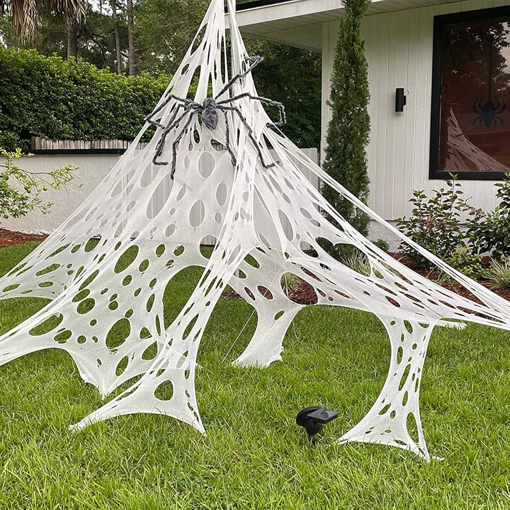 DAZONGE Spider Webs Halloween Decorations, Stretchy Halloween Beef Netting Spider Web, Spooky Spi... | Amazon (US)