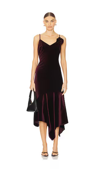 Lucille Dress in Wine Holiday Dinner Outfit Holiday Dress Midsize Holiday Dress Party Outfits Winter | Revolve Clothing (Global)