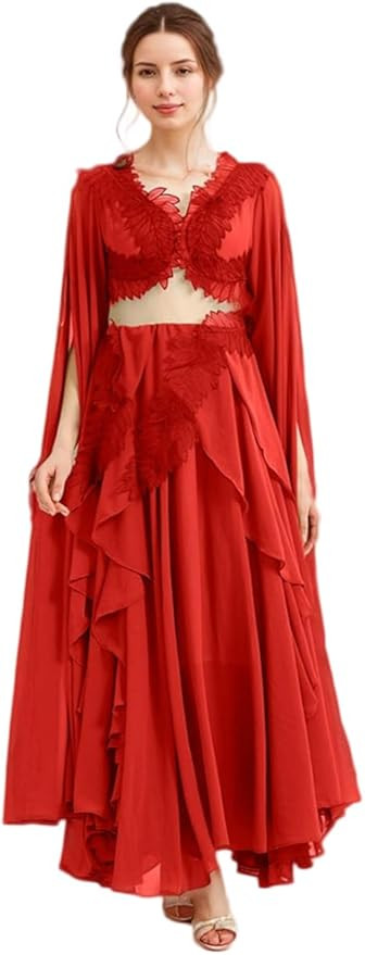 Women's Folklore Costume Flowy Sleeves Dress Fairy Gowns ERAS Inspired Outfit | Amazon (US)