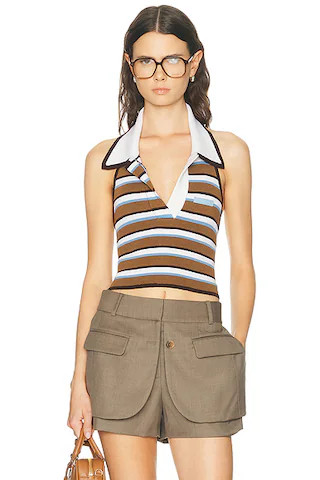 Bunny Ear Half Placket Knit Top | FWRD 