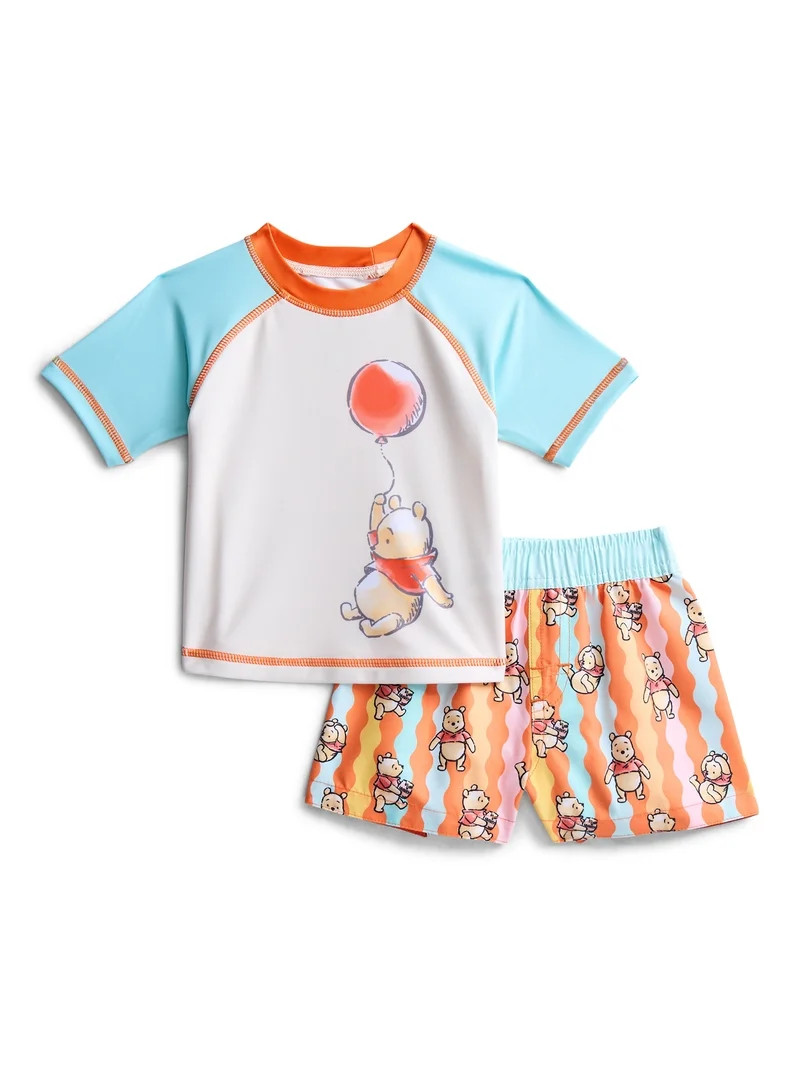 Winnie the Pooh Baby Boy Rash Guard and Swim Trunks, 2-Piece, Size 0/3M-12M | Walmart (US)
