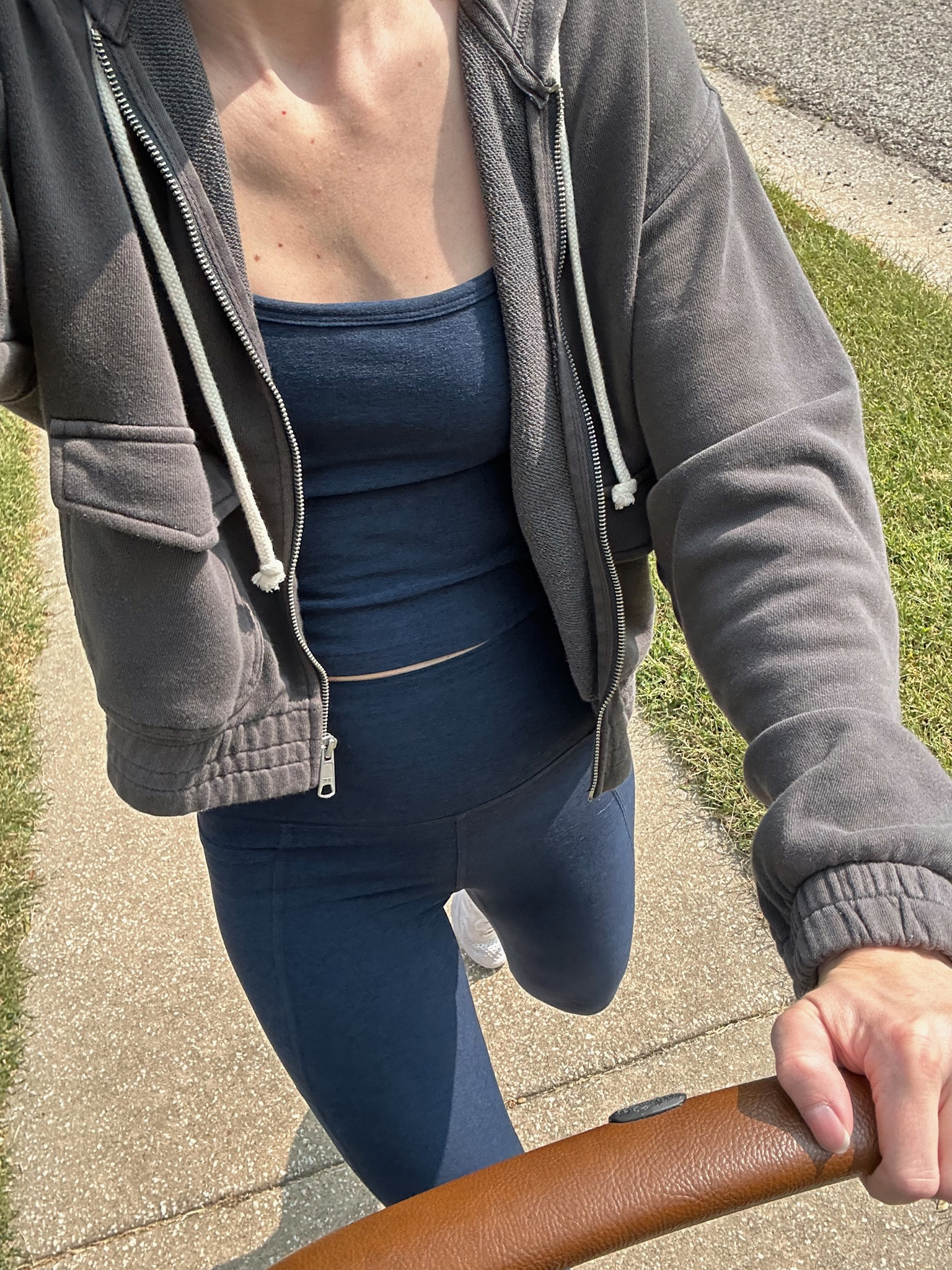 this navy workout set👌🏻 buttery soft and love how it fits, some of my favorite activewear - wearing a small in both
jacket is old from aerie, linked similar 

Morning walk outfit, fall outfit, mom outfit 

#LTKSeasonal #LTKActive