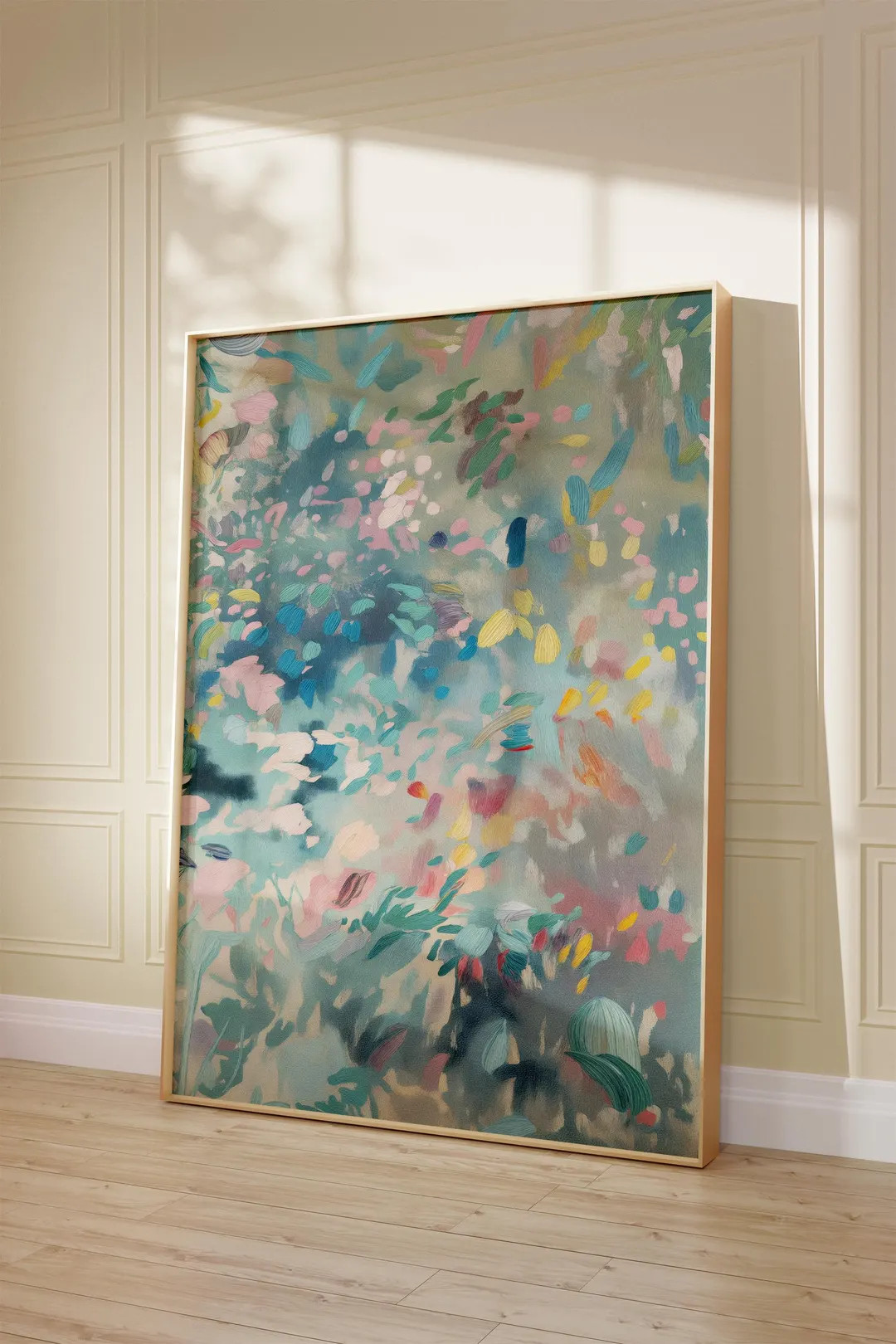 Pastel Abstract Oil Painting Print, Giclee Wall Art, Large Framed Canvas Art, Oversized Sage Gree... | Etsy (US)