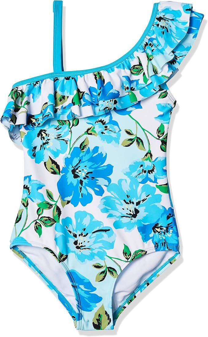 Kanu Surf Girls' Morgan Floral Ruffle 1-Shoulder 1-Piece Swimsuit | Amazon (US)