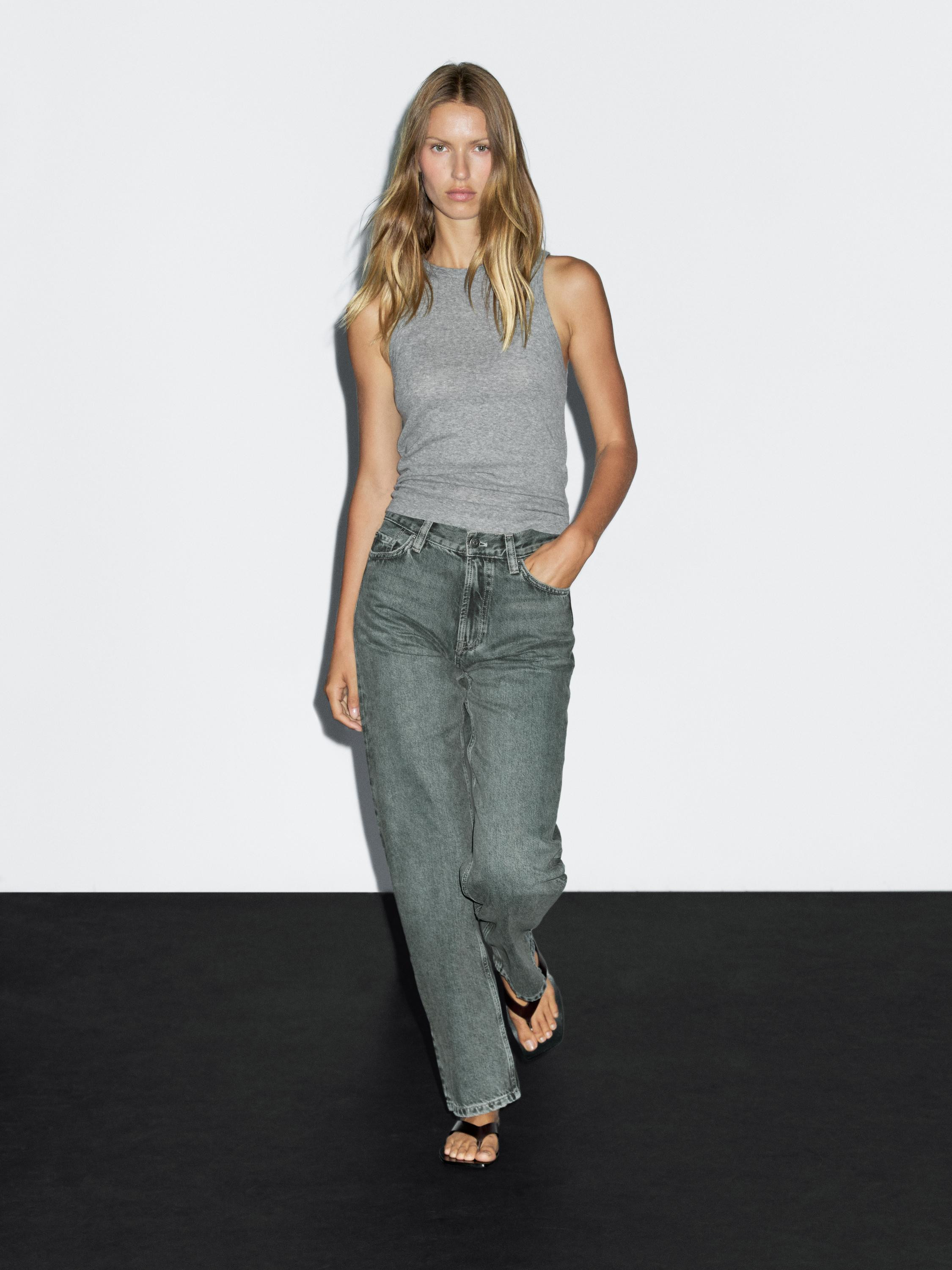 Straight-leg high-waist jeans | Massimo Dutti US