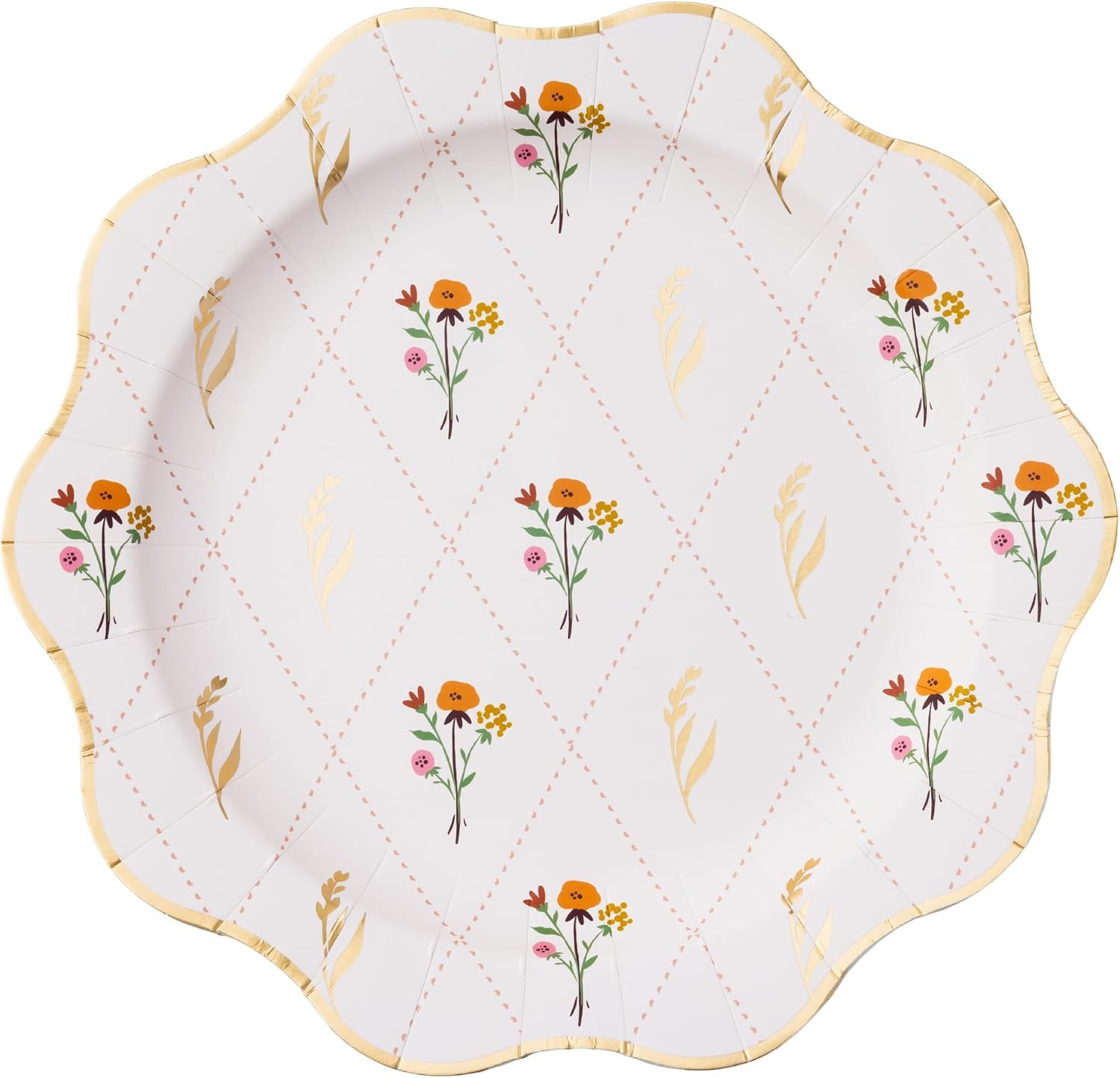 Bonjour Fete Cozy Fall Floral Paper Party Dinner Plates | Vintage Design with Gold Accents | Thanksgiving Dinner, Fall Birthdays, & Rustic Halloween Parties | Pack of 8, 10.5" Diameter Round Plates | Amazon (US)
