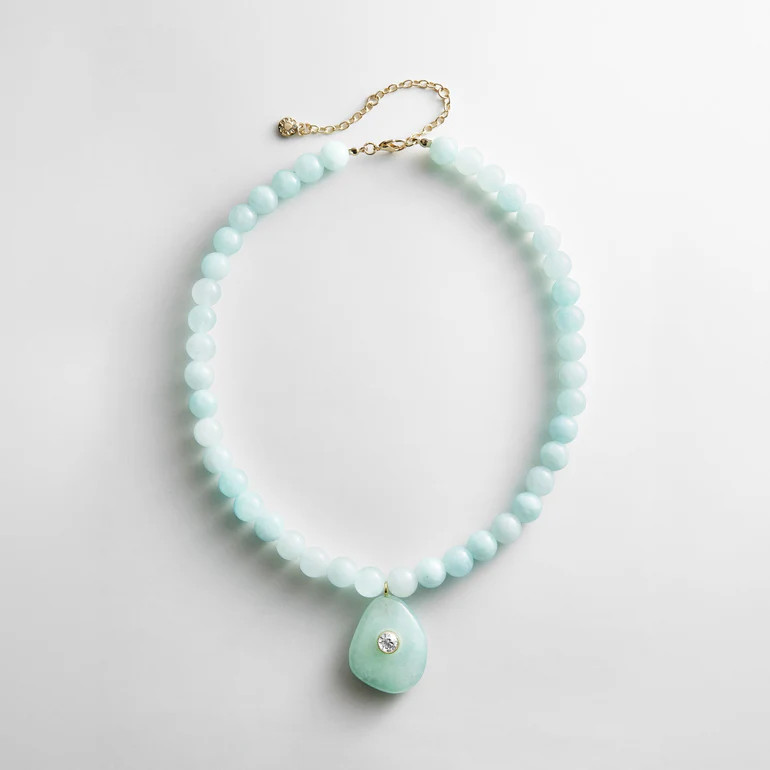 Jamie Semi-Precious Beaded Necklace - Light Turquoise/Jade | BaubleBar