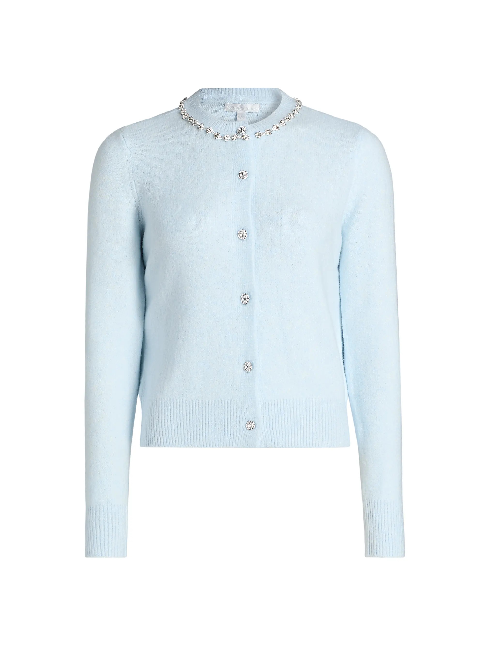 Crystal-Trim Knit Crewneck Cardigan | Saks Fifth Avenue