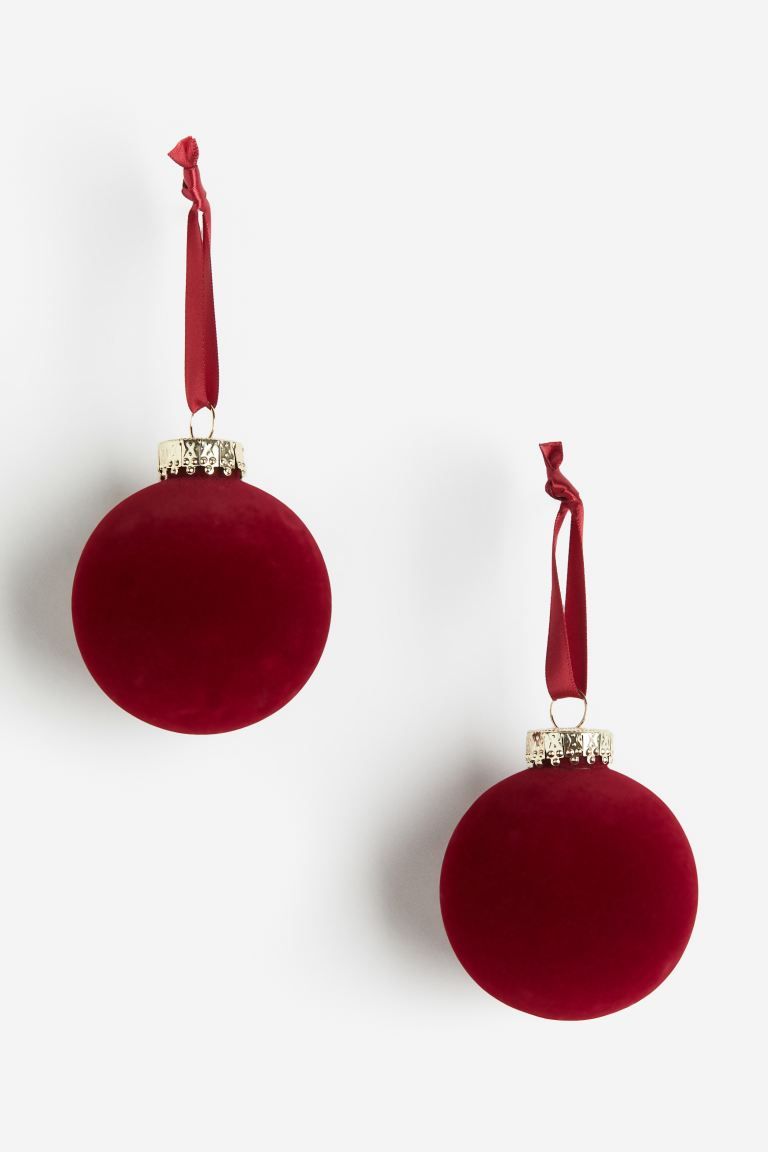 2-pack Flocked Ornaments - Dark red - Home All | H&M US | H&M (US + CA)