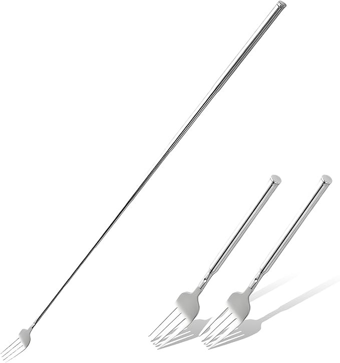 Extendable Fork, 2pcs 8.7 to 25.4in Expandable Fork for Jokes, Telescopic Stainless Steel Dinner ... | Amazon (US)