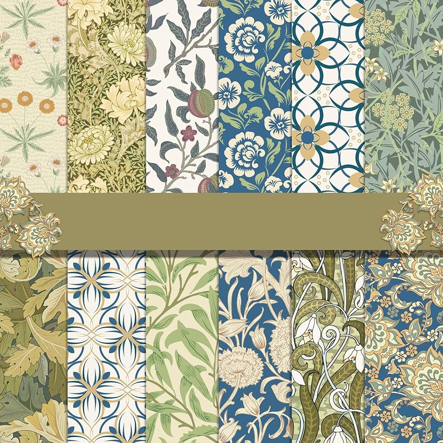 VIVIQUEN 24 Pack Vintage Floral Pattern Double-Sided Paper, 12-inches Retro Flower Textured Scrap... | Amazon (US)